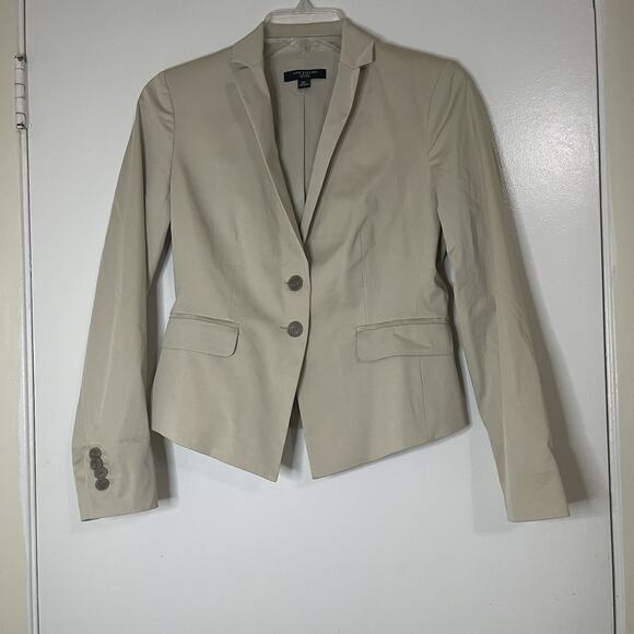 Ann Taylor Jackets & Blazers - ANN TAYLOR Tan khaki double button blazer lightweight jacket size 0 petite